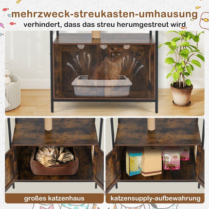 Katzenbaum mit verstecktem Katzenklo, Braun, Multifunktional