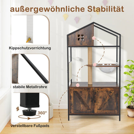 Katzenbaum mit verstecktem Katzenklo, Braun, Multifunktional