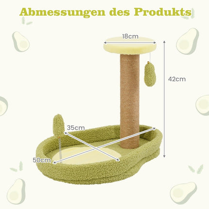 Kočičí strom s jutovými sloupky a hračkou avokádo, 50cm