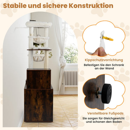 Katzenbaum mit Katzentoilette, Hängematten & Aussichtsplattform