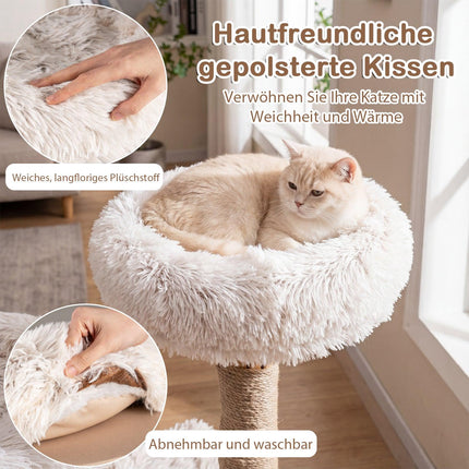 Katzenbaum mit Massivholz- & Jute-Kratzstämmen, 101 cm