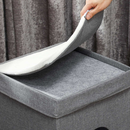 Domek pro kočky s polštářkem - 3 patra, do 5 kg, šedá