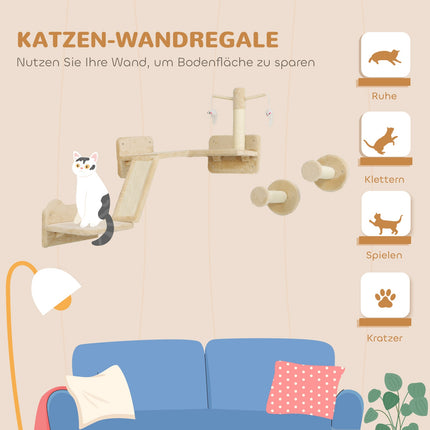 Cat climbing wall set with scratching post and play ball