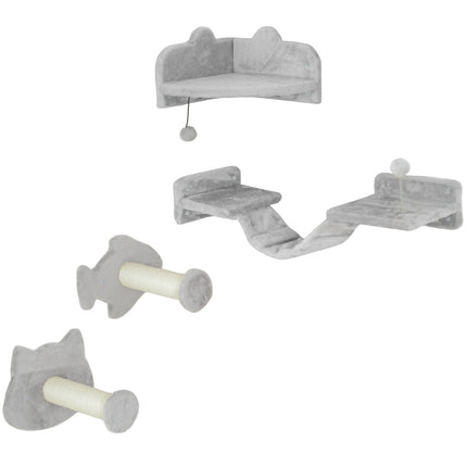 Cat Climbing Wall Set, 4-piece with steps and sisal poles
