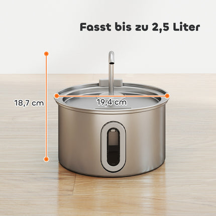 Cat Water Fountain, 2.5L Stainless Steel, Quiet Pump