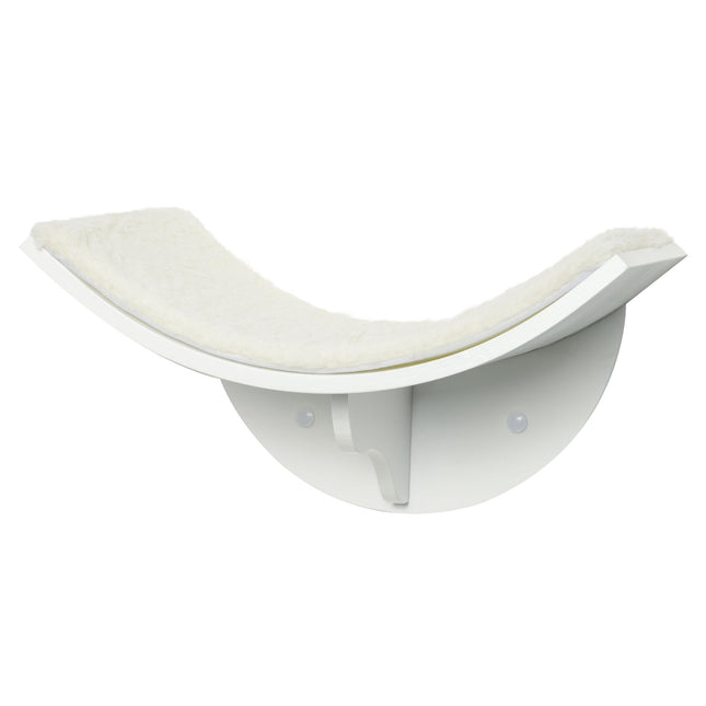 Wall-mounted cat bed with plush pillow, white