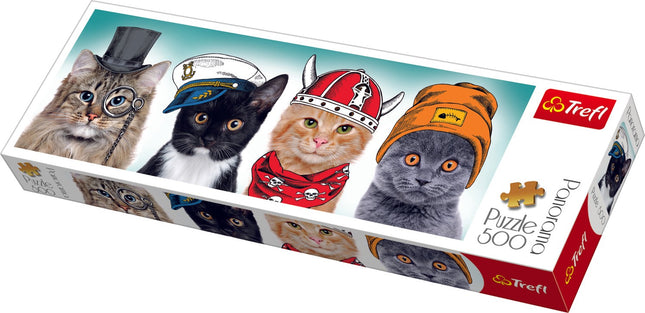 Panoramatické puzzle Kočky, 500 dílků, zábava pro celou rodinu