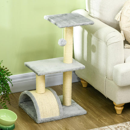 Kočičí strom se sisalovými sloupky a plyšovými míčky, 72 cm