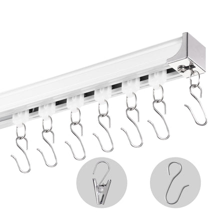 Ceiling Curtain Track Set 17.7 Ft, Ceiling or Wall Mount, Hooks
