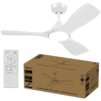 Stropní ventilátor se světlem, nastavitelná bílá LED, Ø106 cm, dálkové ovládání