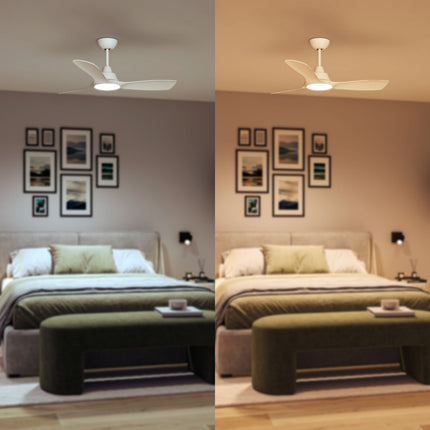 Deckenventilatorleuchte, einstellbare weiße LED, Ø135 cm, fernbedienbar