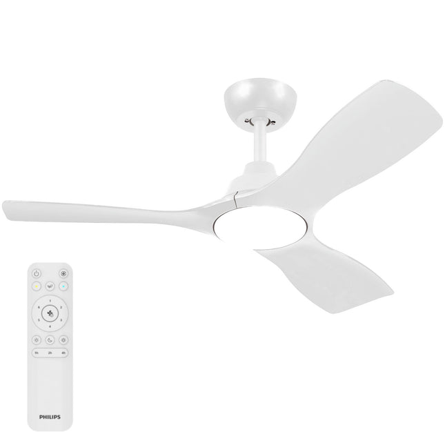 Stropní ventilátor s LED světlem 106 cm, dálkové ovládání, bílá