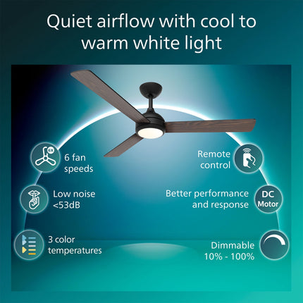 Stropní ventilátor s LED světlem, 132 cm, dálkové ovládání, reverzní lopatky