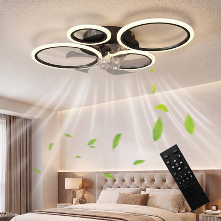Stropní ventilátor s LED světlem, dálkové ovládání, 77 cm, 6 rychlostí