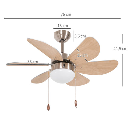 Stropní ventilátor s LED světlem, 6 oboustranných lopatek