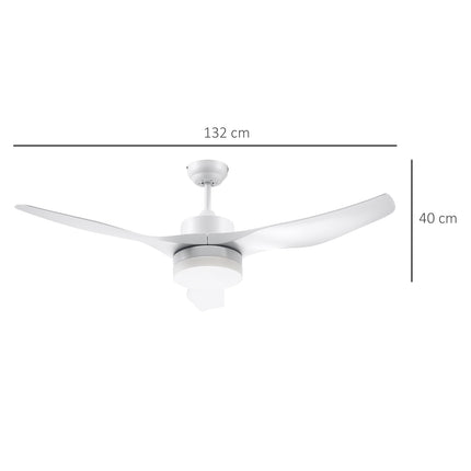 Stropní ventilátor s LED světlem a dálkovým ovládáním, 6 rychlostí, bílá
