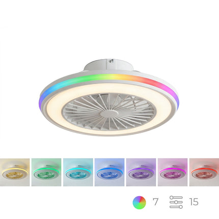 Stropní ventilátor s RGB LED světlem, dálkové ovládání, skryté lopatky