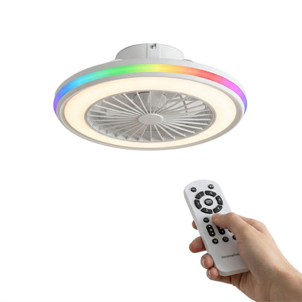 Stropní ventilátor s RGB LED světlem, dálkové ovládání, skryté lopatky