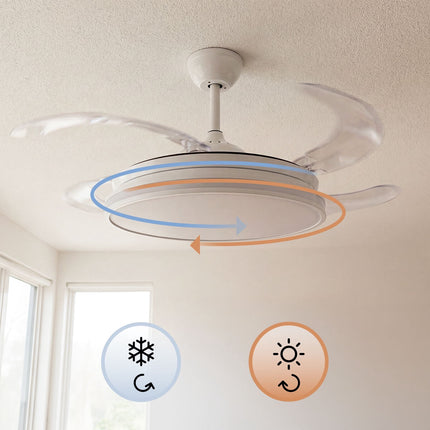 Stropní ventilátor s RGB LED, dálkové ovládání, zatahovací lopatky