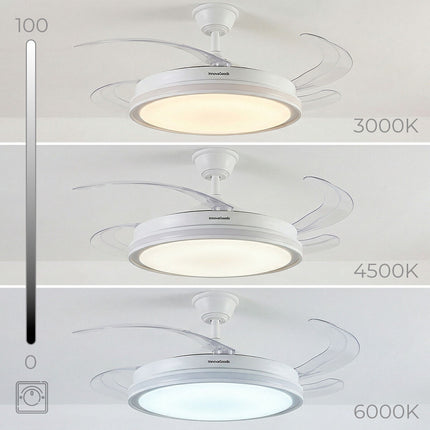 Stropní ventilátor s RGB LED, dálkové ovládání, zatahovací lopatky