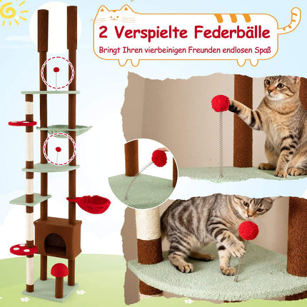 Ceiling-High Cat Tree with Hammock & Sisal Posts