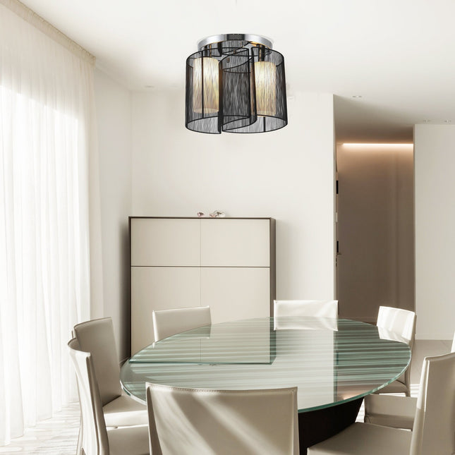 Vintage ceiling lamp - 2-lamp E27 socket, black, Ø47.5 cm
