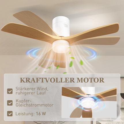 Stropní ventilátor s LED světlem a dálkovým ovládáním, 117 cm, reverzní chod