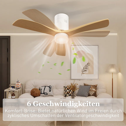 Stropní ventilátor s LED světlem a dálkovým ovládáním, 117 cm, reverzní chod