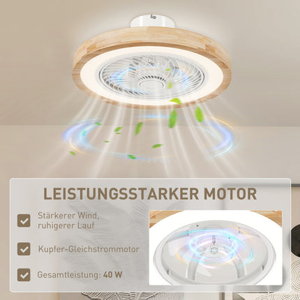 Stropní ventilátor se světlem a dálkovým ovládáním, stmívatelná LED, RGB, 6 rychlostí