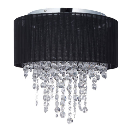 Stropní lampa organza s křišťály, černá