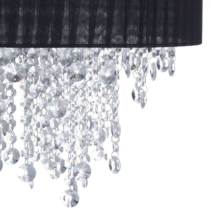 Stropní lampa organza s křišťály, černá