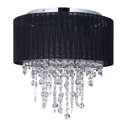 Stropní lampa organza s křišťály, černá