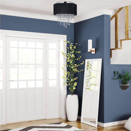 Stropní lampa organza s křišťály, černá