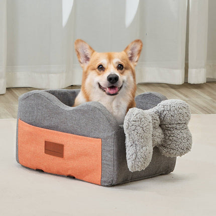 Center Console Dog Car Seat for Small Dogs, 8 lb, Gray