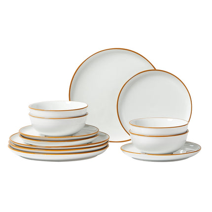 Ceramic Dinnerware Set for 4, 12-Piece, Dishwasher-Microwave Safe