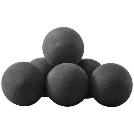 Ceramic Fire Balls, 125mm Black, 6-Pack for Gas Fire Pits