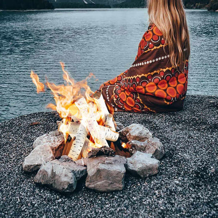 Ceramic Gas Fireplace Logs, 6-Piece Birch, Heat-Resistant