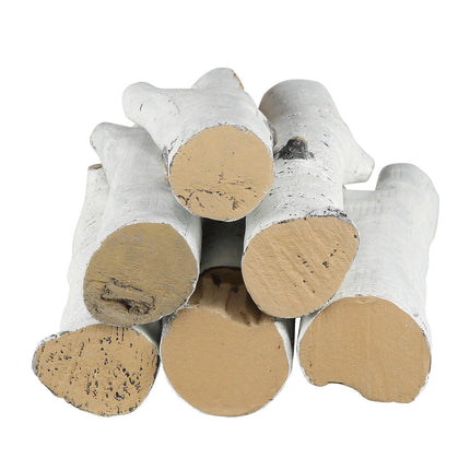 Ceramic Gas Fireplace Logs, 6-Piece Birch, Heat-Resistant