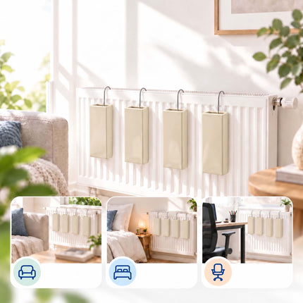 Ceramic Radiator Humidifier Set of 4 with Hooks, 400 ml, Beige