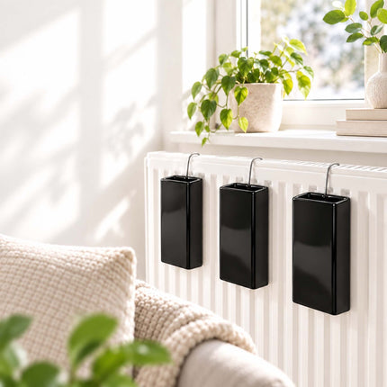Ceramic Radiator Humidifier Set of 4 with Hooks, 400 ml, Black