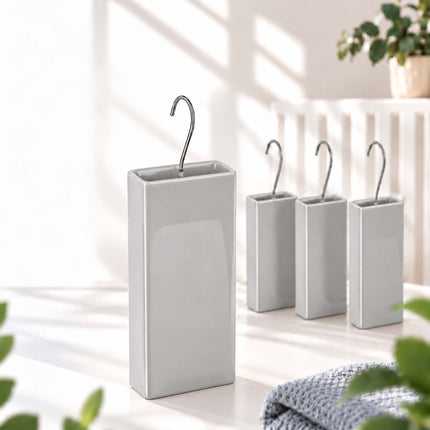 Ceramic Radiator Humidifier Set of 4 with Hooks, 400 ml, Grey