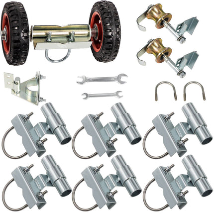 Chain Link Rolling Gate Hardware Kit, 6 In Wheels, Galvanized