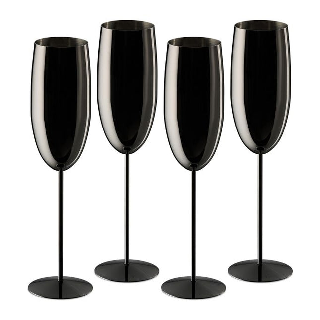 Champagne glasses in stainless steel, set of 4