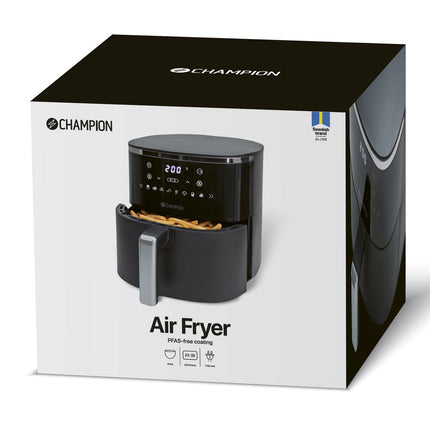 Champion Air Fryer XL 6L with PFAS-Free Ceramic Coating, 1750W, Black