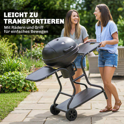 Kulatý gril na dřevěné uhlí, 54 cm, s bočními stolky