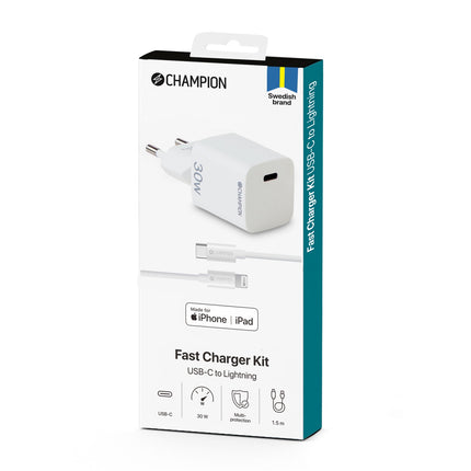 Nabíječka 30W + kabel USB-C na Lightning, bílá