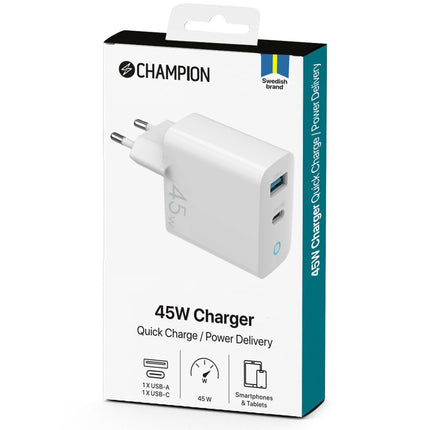 Nabíječka 45W GaN QC/PD bílá