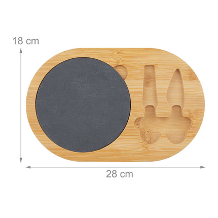 Cheese tray in bamboo with cutlery set in 2 parts
