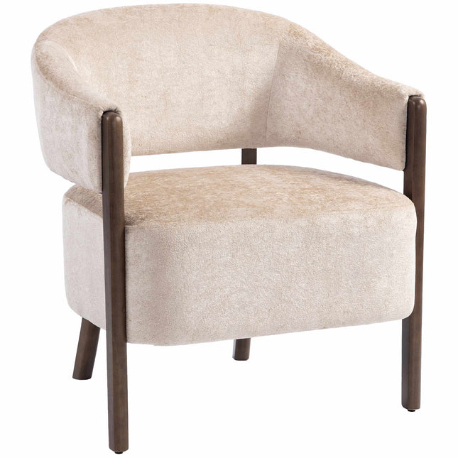 Žinylkové křeslo s rámem z masivu, béžové