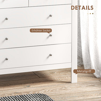 White dresser with 5 drawers, anti-tilt, 79x39.5x80.5 cm